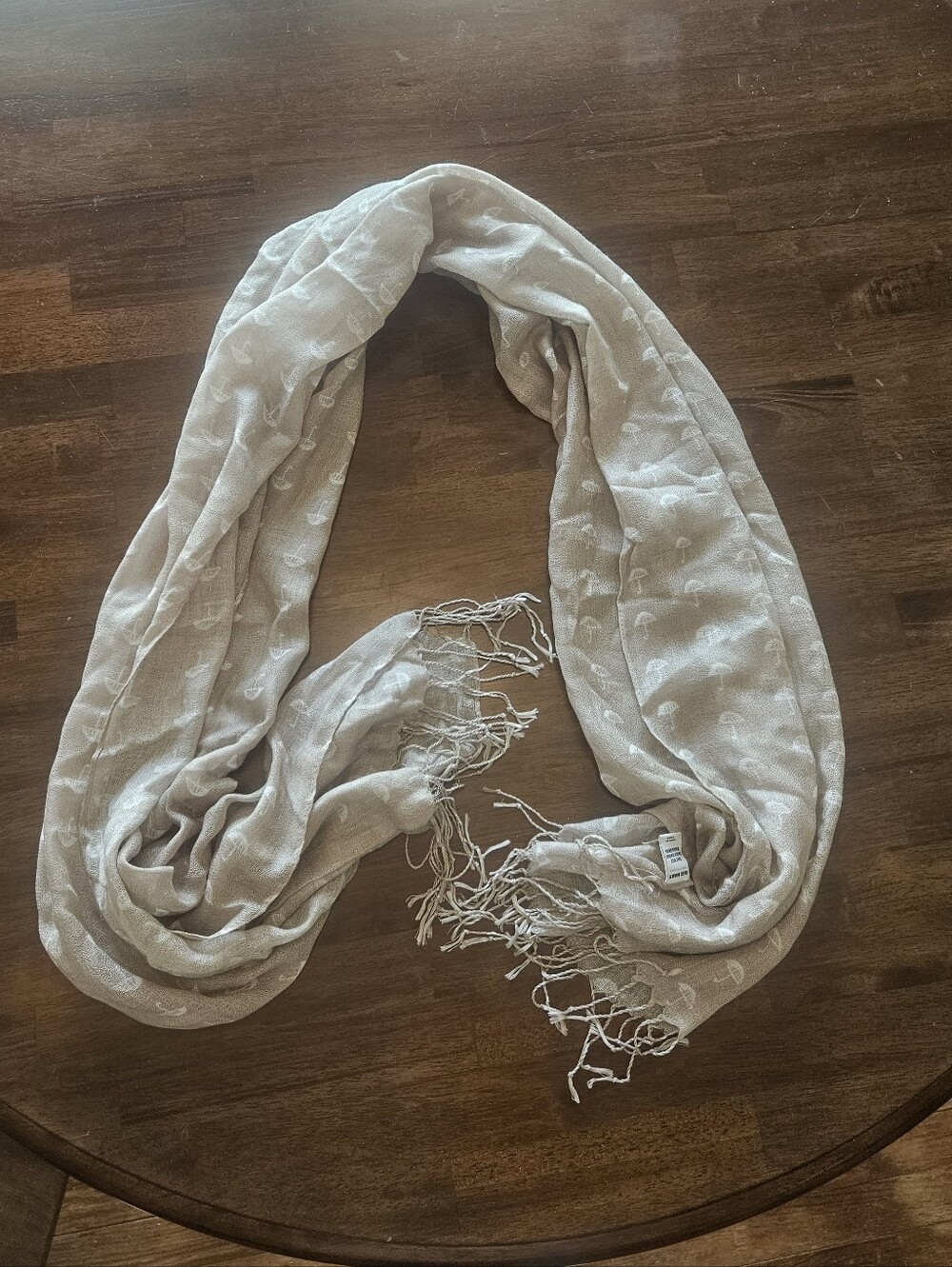Old Navy Neutral Beige Lightweight Umbrella Scarf with Fringe